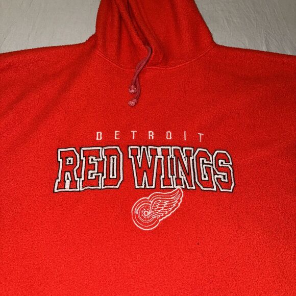 Vtg Pro Edge Hoodie Adult Large Red Detroit Red Wings NHL Hockey Sport Fleece - Picture 5 of 7